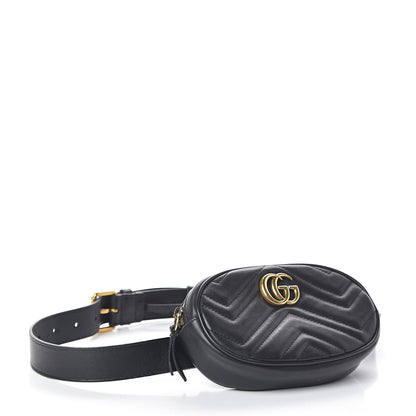 Gucci Calfskin Matelasse GG Marmont Belt Bag 85 34 Black 4 of 10