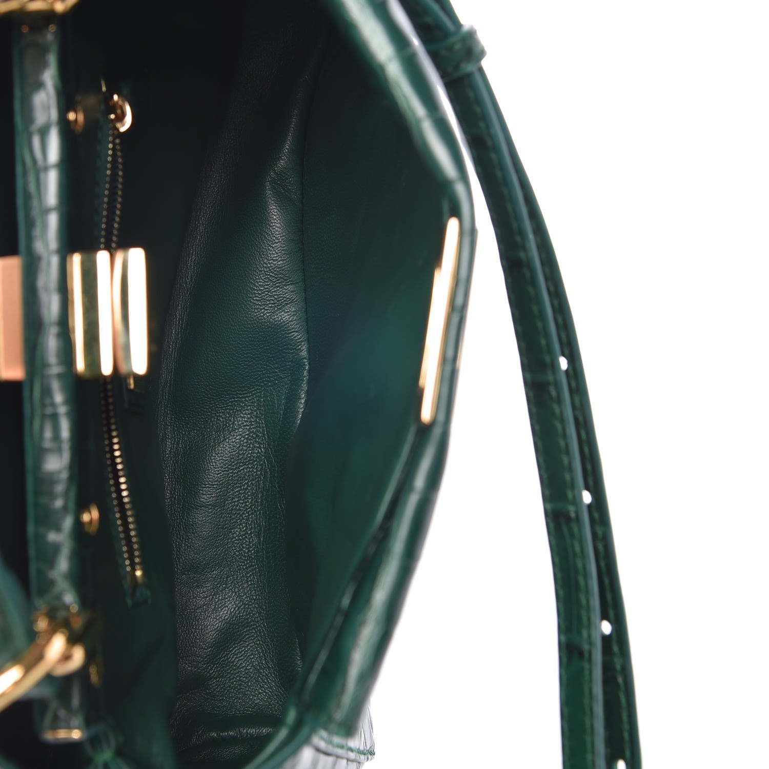 Fendi Shiny Crocodile Shiny Nappa Mini Peekaboo Iconic Satchel Emerald 6 of 8