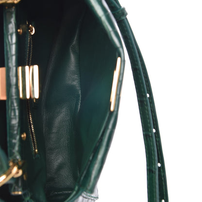 Fendi Shiny Crocodile Shiny Nappa Mini Peekaboo Iconic Satchel Emerald 6 of 8