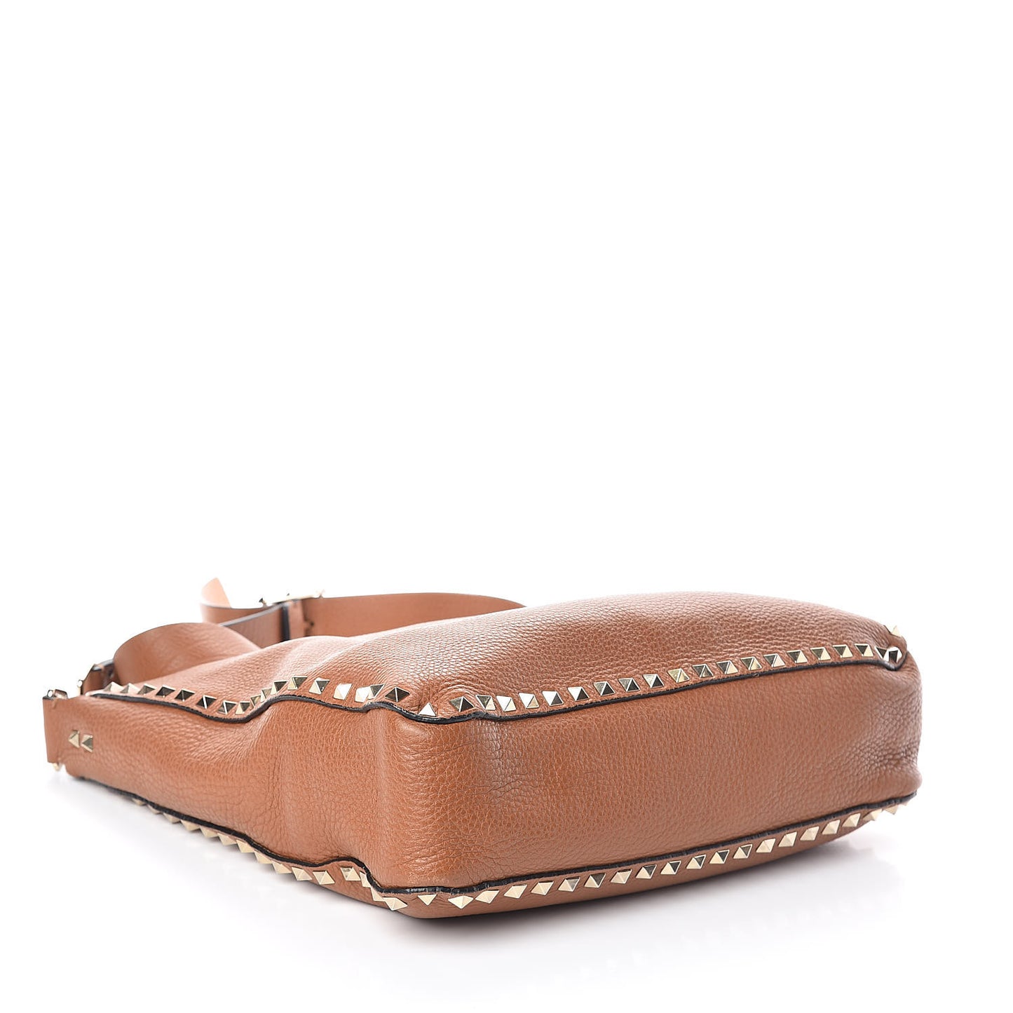 Pebbled Calfskin Large Rockstud Flip-Lock Messenger Bag Light Cuir