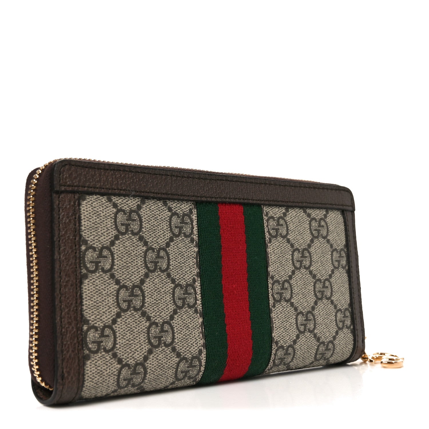 Gucci GG Supreme Monogram Web Ophidia Zip Around Wallet Brown 3 of 8