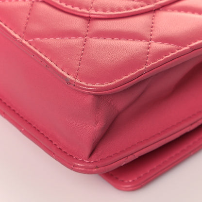 Chanel Lambskin Quilted Wallet On Chain WOC Pink 12 of 15
