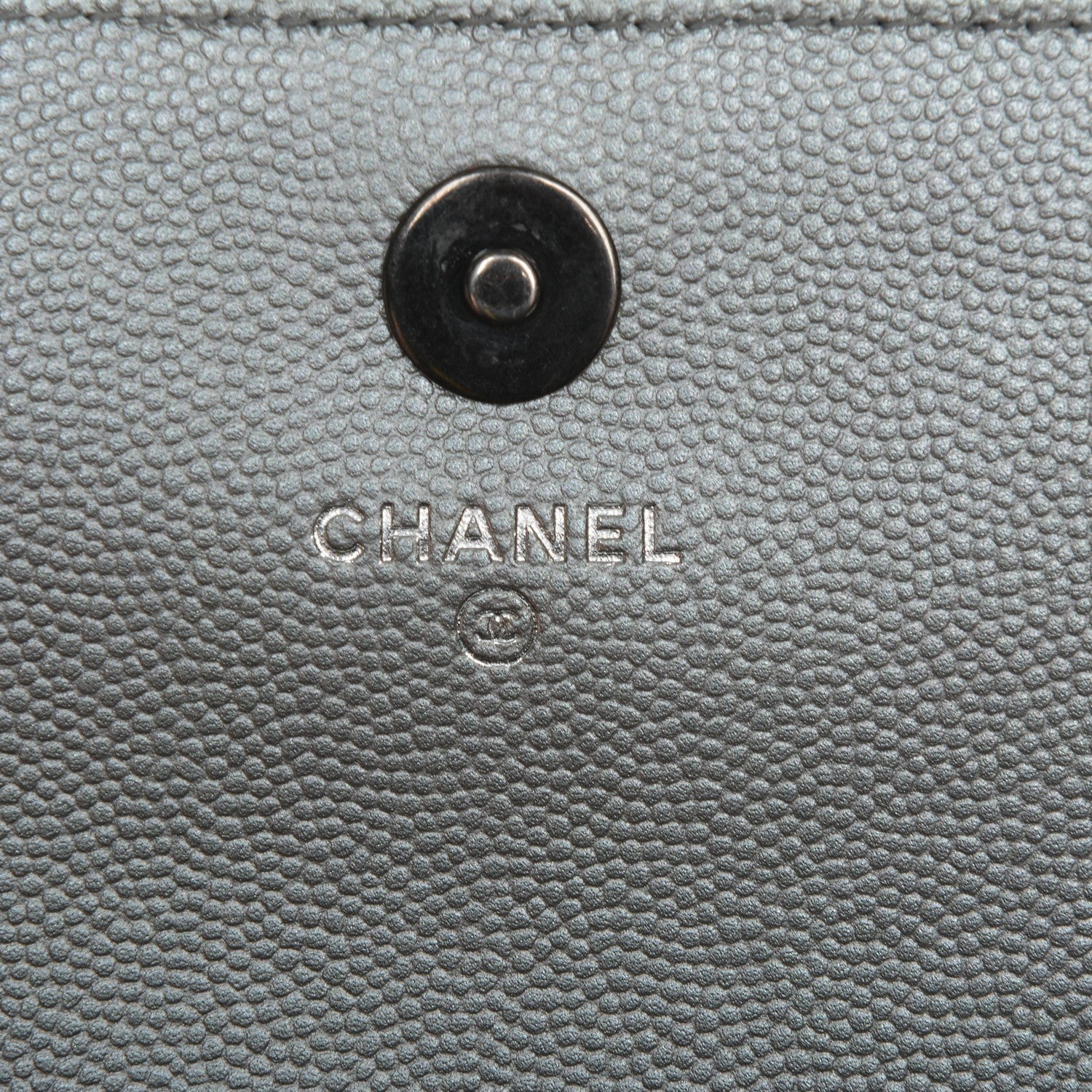 Chanel Metallic Caviar Chevron Quilted Boy Wallet On Removable Chain WOC Silver 7 of 9