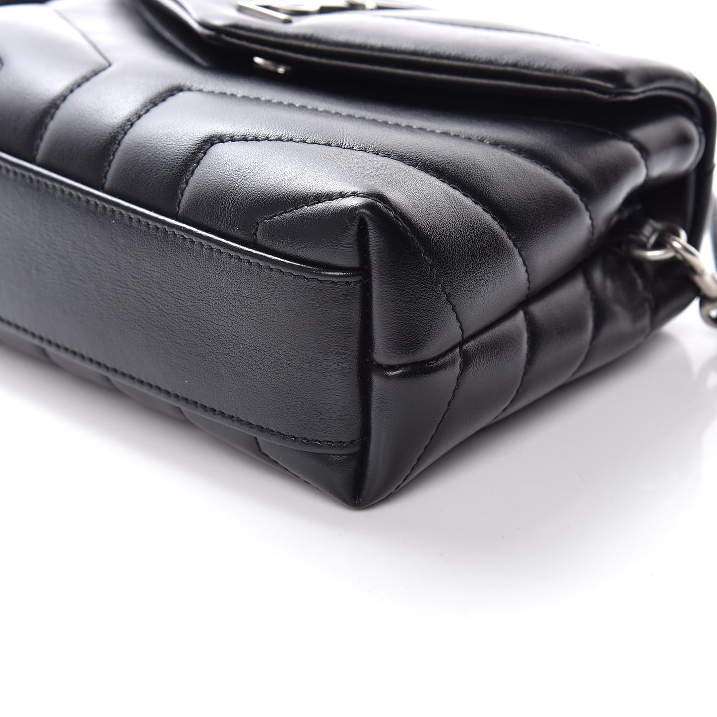 Calfskin Y Quilted Monogram Toy Loulou Crossbody Bag Black
