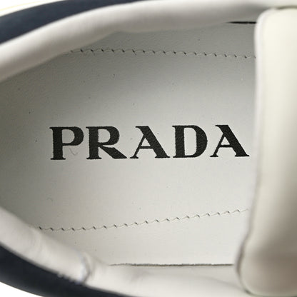 Prada Vitello Plume Mens Logo Low Top Sneakers 9.5 White Oltremare 6 of 9