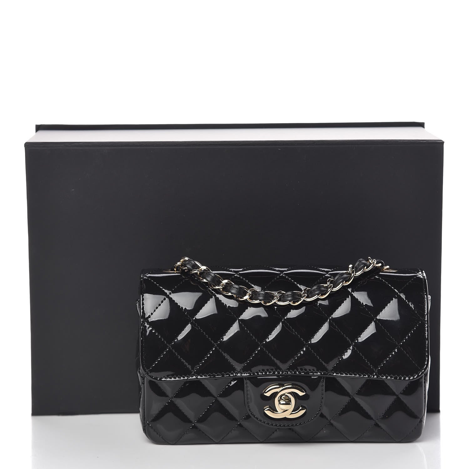 Chanel Patent Calfskin Quilted Mini Rectangular Flap Black 11 of 11