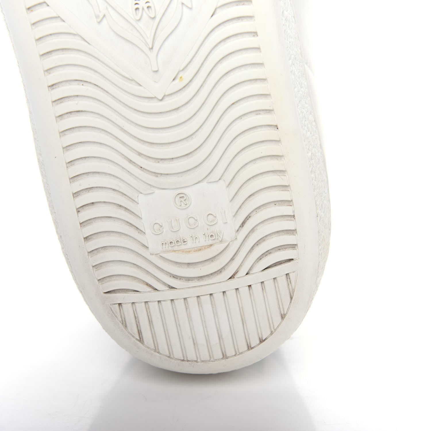 Gucci Calfskin Ayers Bee Embroidered Womens Ace Sneakers 37.5 White Green 9 of 11