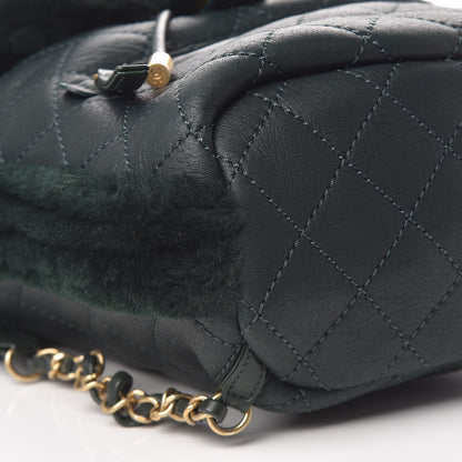 Chanel Lambskin Shearling Quilted CC Backpack Dark Green 9 of 12