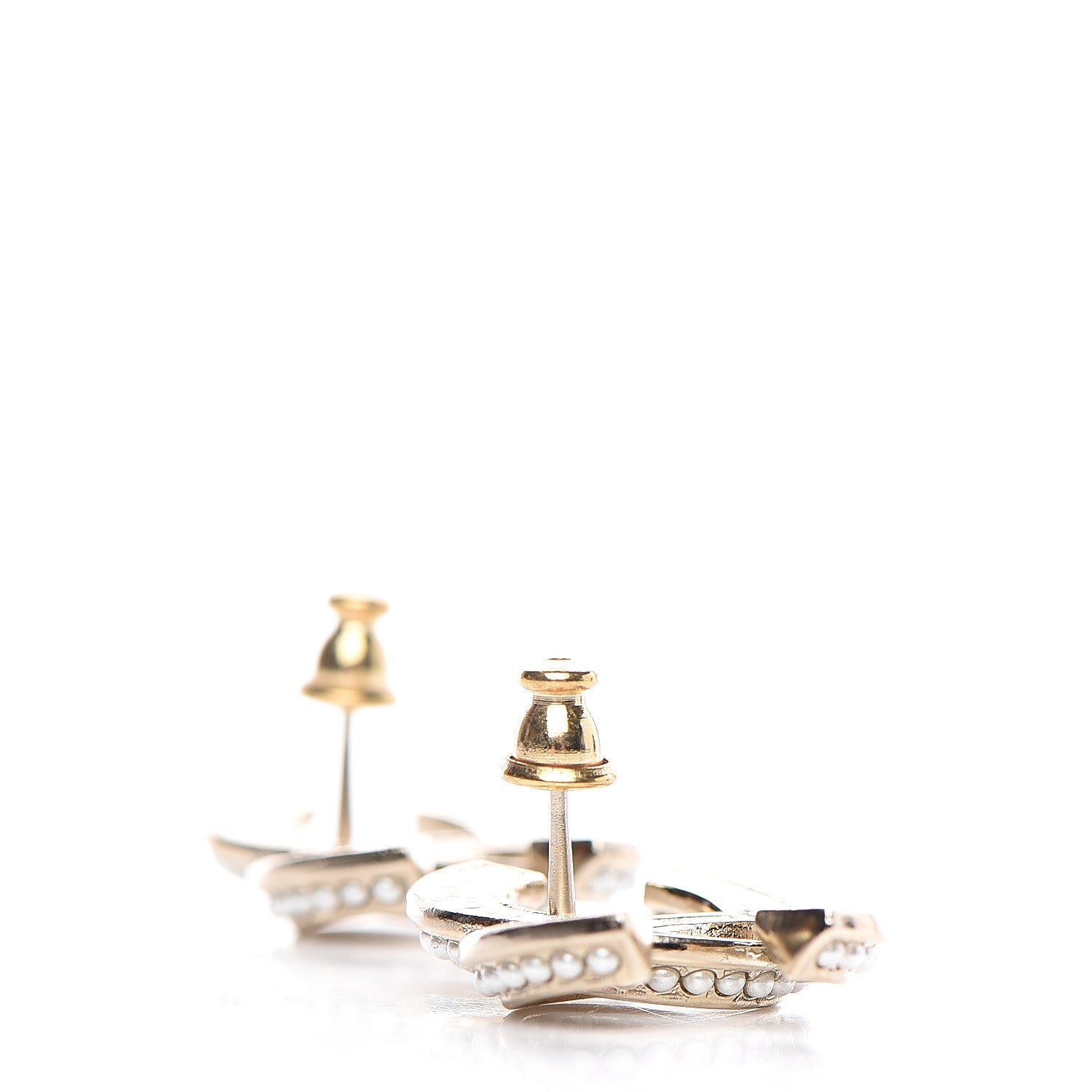 Chanel Crystal Pearl Chain Mania CC Earrings Gold 3 of 5