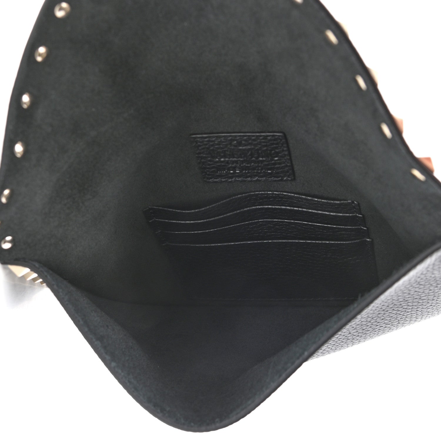 Valentino Garavani Pebbled Calfskin Medium Rockstud Envelope Flat Wristlet Pouch Black 6 of 7