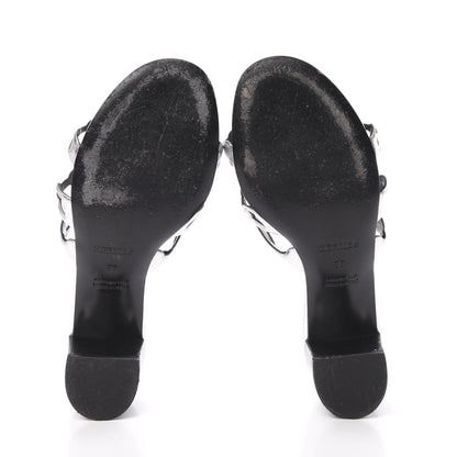 Hermes Metallic Calfskin Tandem Sandals 38 Gris Argente 5 of 15