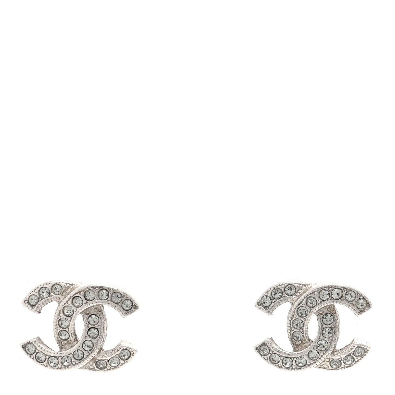 Chanel Crystal CC Earrings Silver 1 of 4