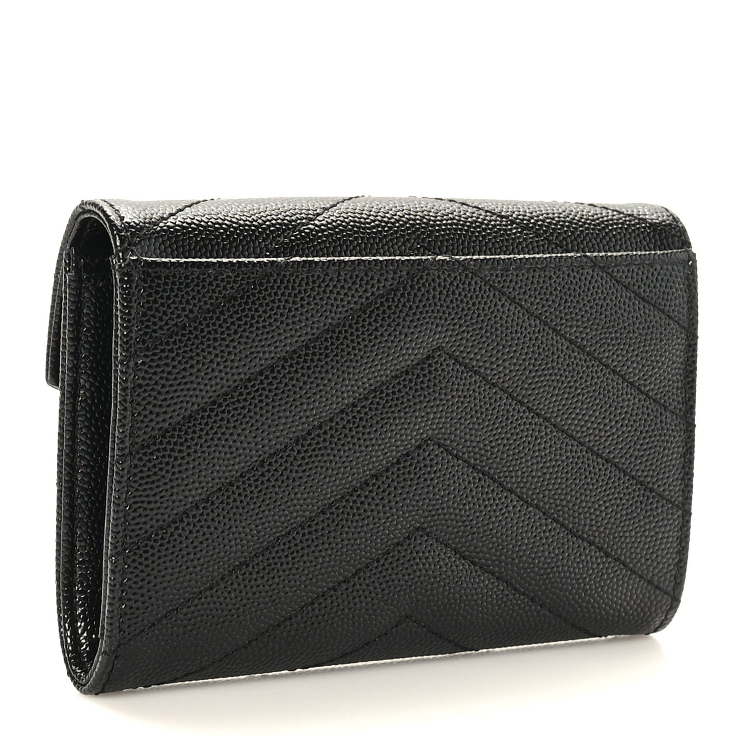 Grain De Poudre Matelasse Chevron Small Monogram Envelope Wallet Black