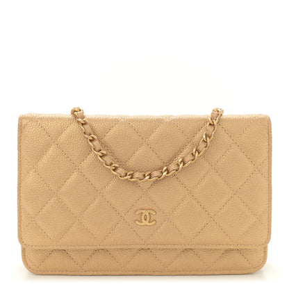 Chanel Pearly Caviar Quilted Wallet On Chain WOC Gold 1 of 11
