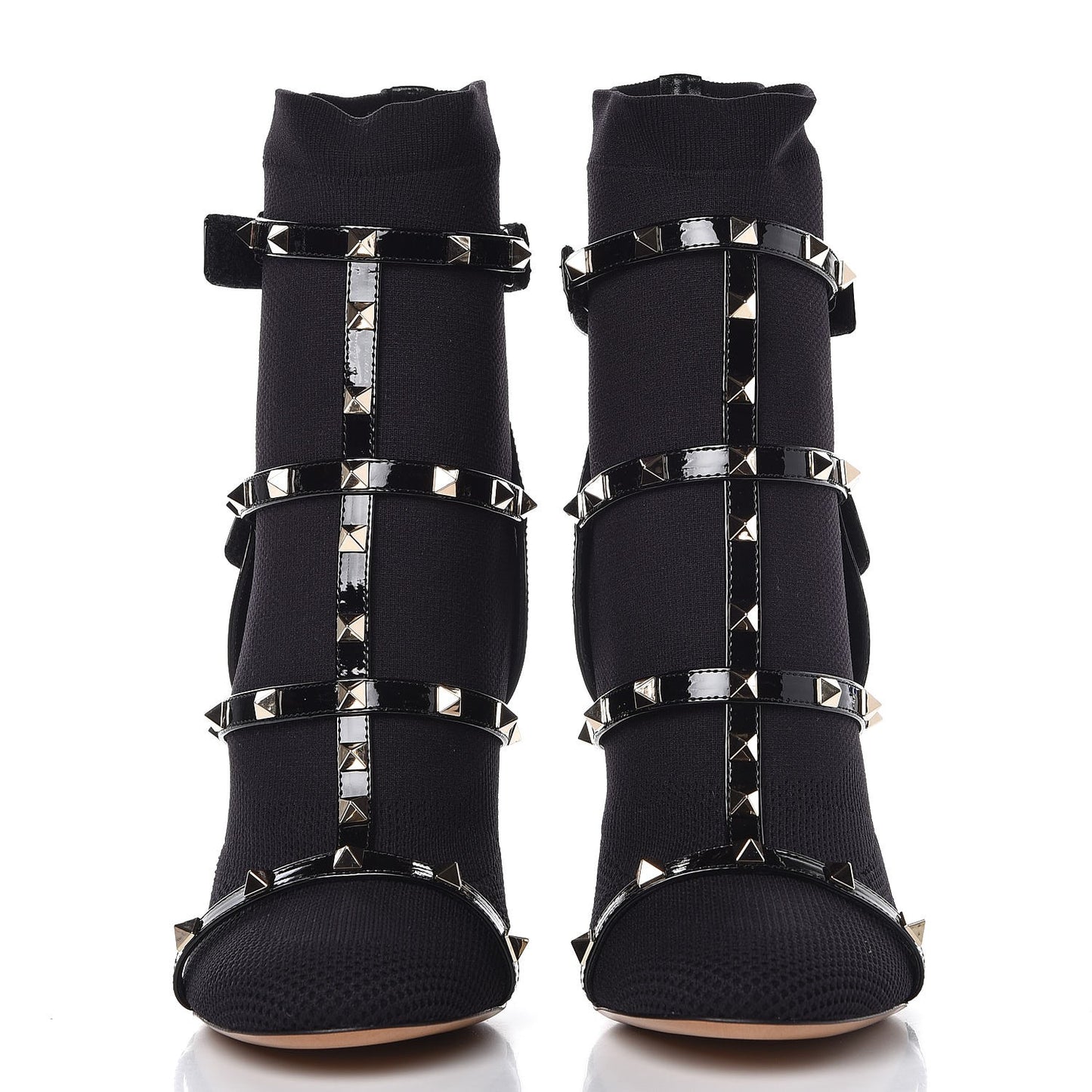 Knit Patent Rockstud Bodytech 105mm Ankle Boots 41 Black