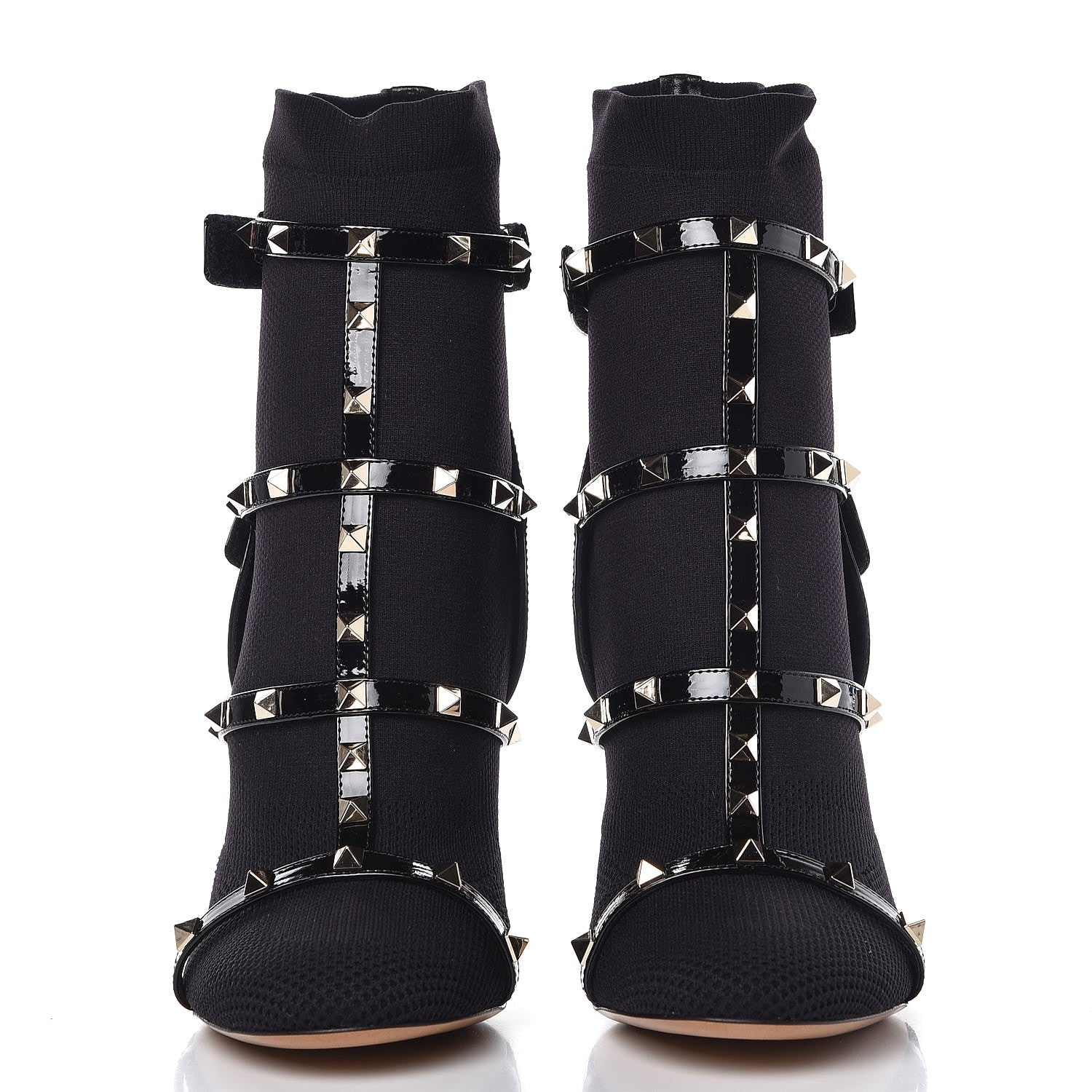 Valentino Garavani Knit Patent Rockstud Bodytech 105mm Ankle Boots 41 Black 3 of 9