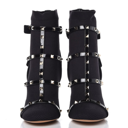 Valentino Garavani Knit Patent Rockstud Bodytech 105mm Ankle Boots 41 Black 3 of 9