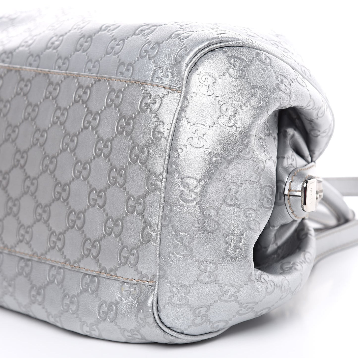 Metallic Guccissima Medium Sukey Boston Silver