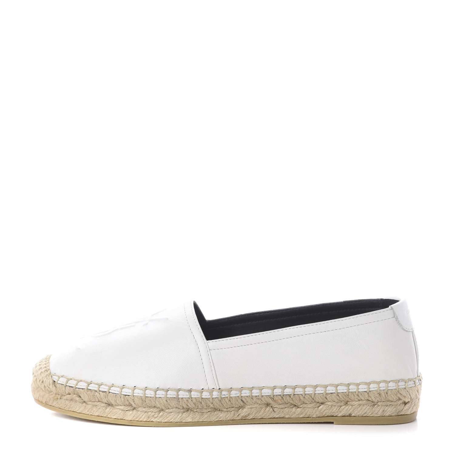 Saint Laurent Lambskin Monogram Espadrilles 34 White 1 of 7