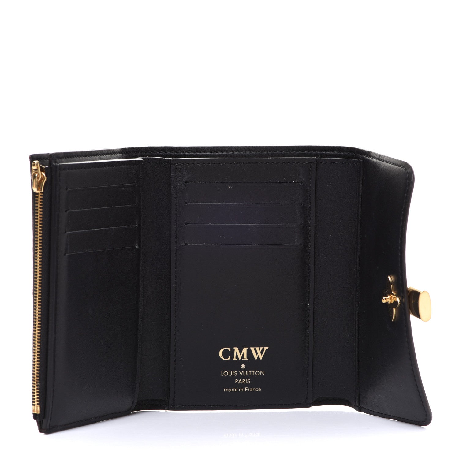 Louis Vuitton Monogram Flower Lock Compact Wallet Black 5 of 9