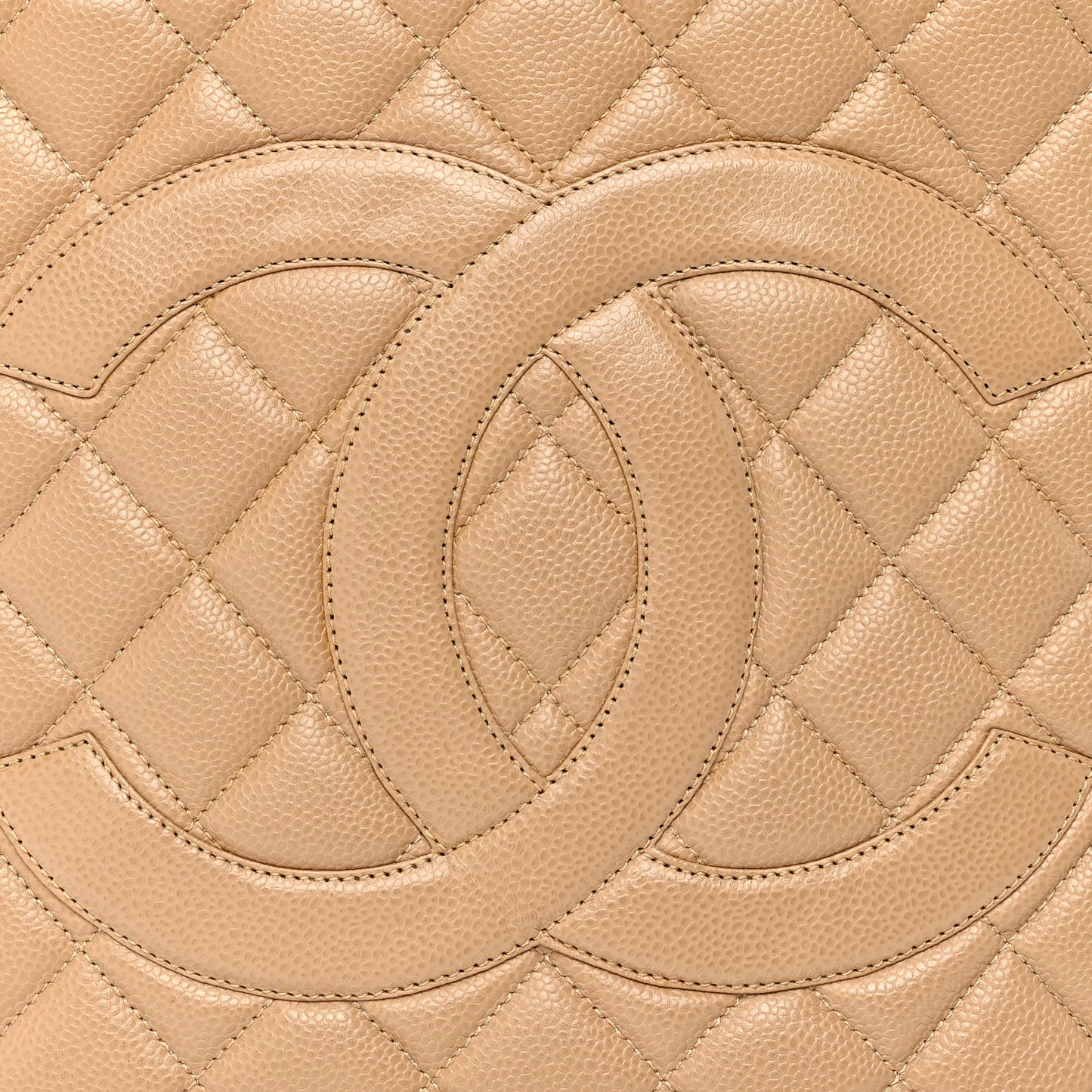 Caviar Quilted Medallion Tote Beige