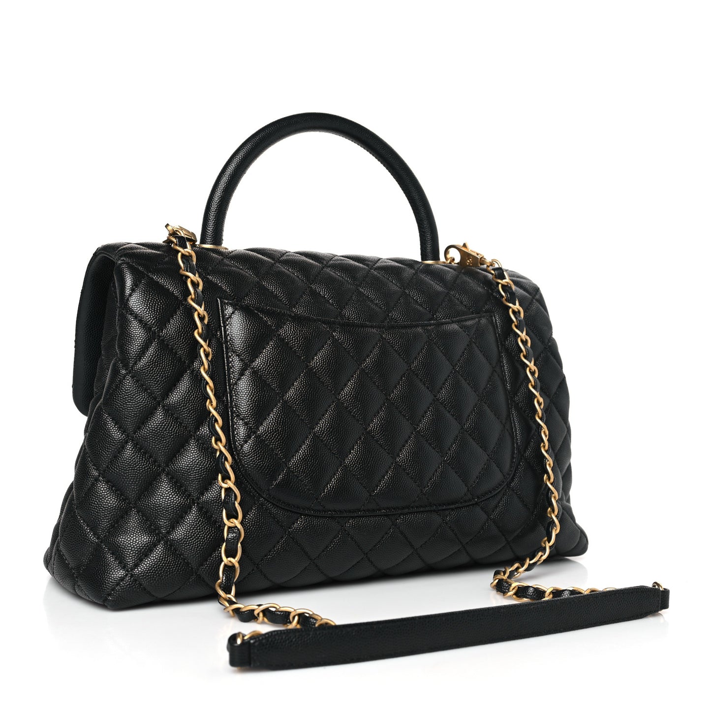 Caviar Quilted Medium Coco Handle Flap Black