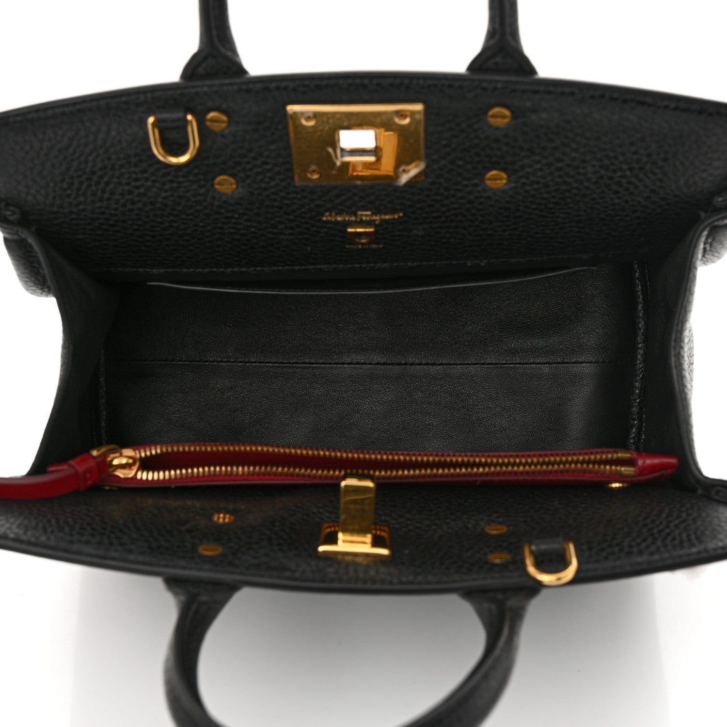 Salvatore Ferragamo Hammered Calfskin Studio Rock Bag Black 6 of 12