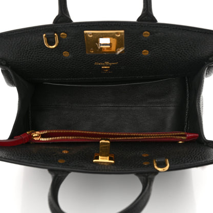 Salvatore Ferragamo Hammered Calfskin Studio Rock Bag Black 6 of 12