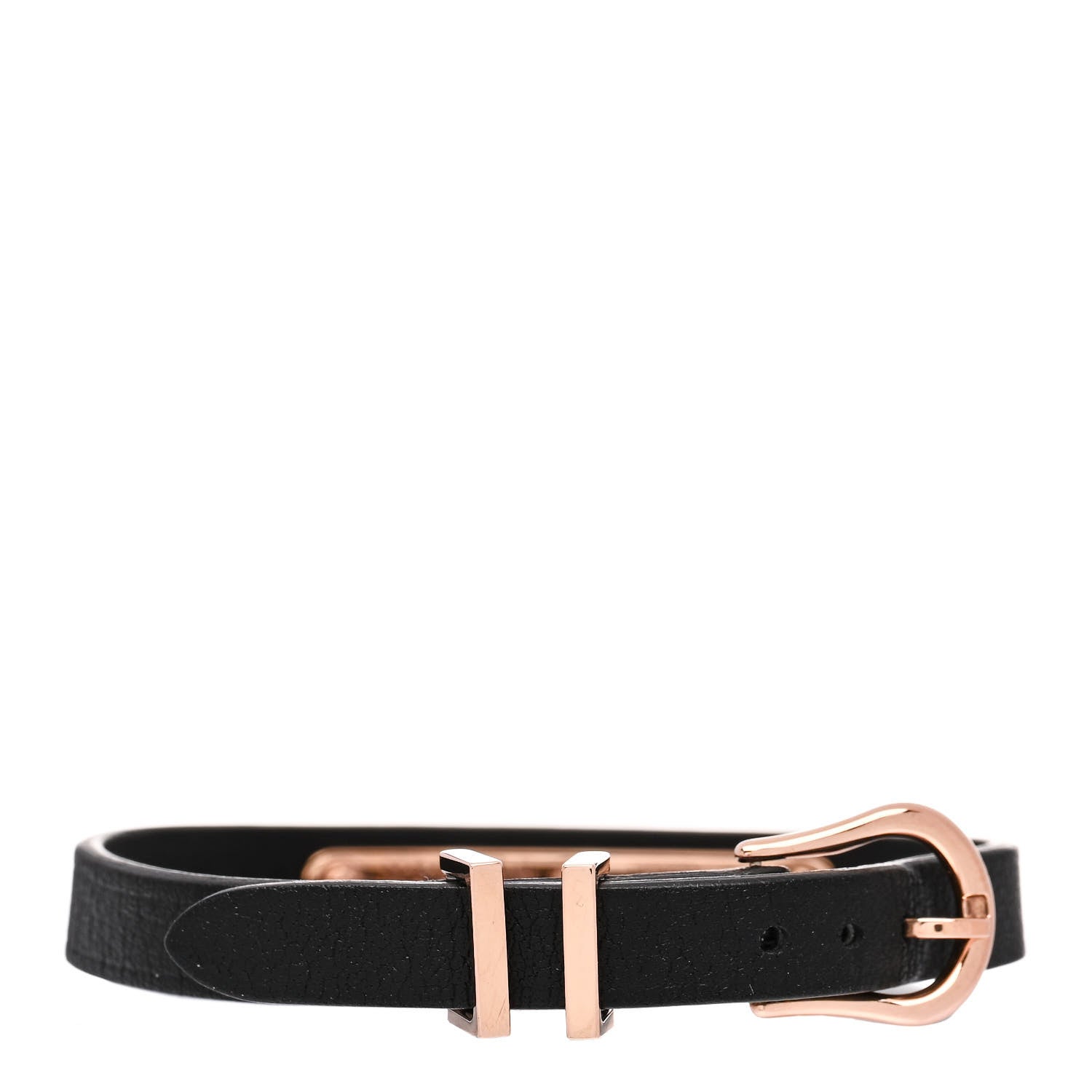 Hermes 18K Rose Gold Swift Diamond Kelly Pave Bracelet Black 2 of 3