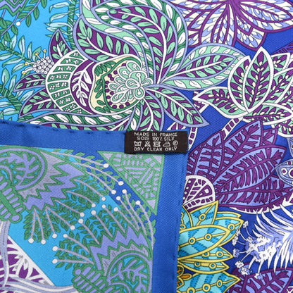 Hermes Silk Maitres de la Foret Scarf 90 Turquoise Ocre Violet 2 of 5