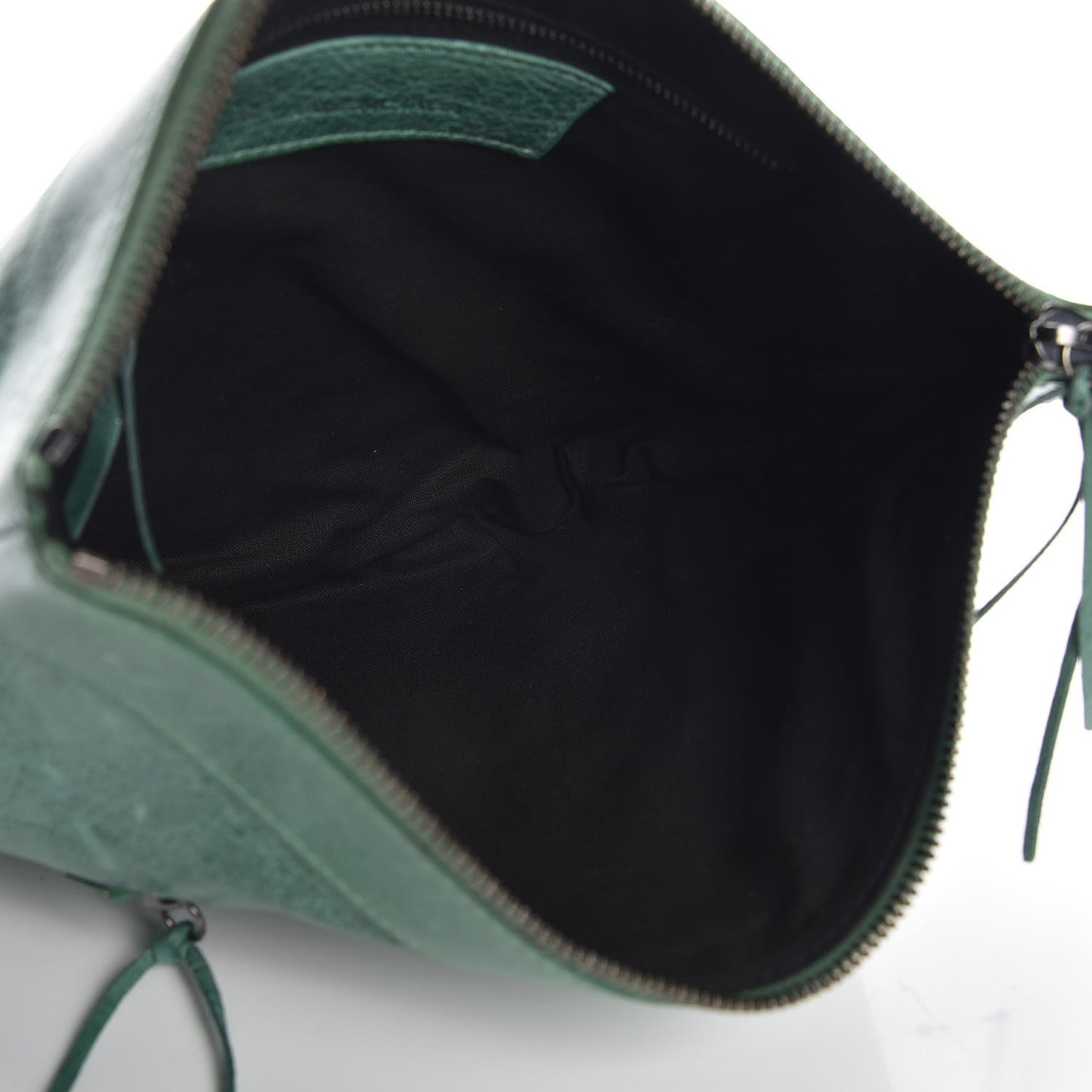 Agneau Classic Hardware Zip Clutch Green