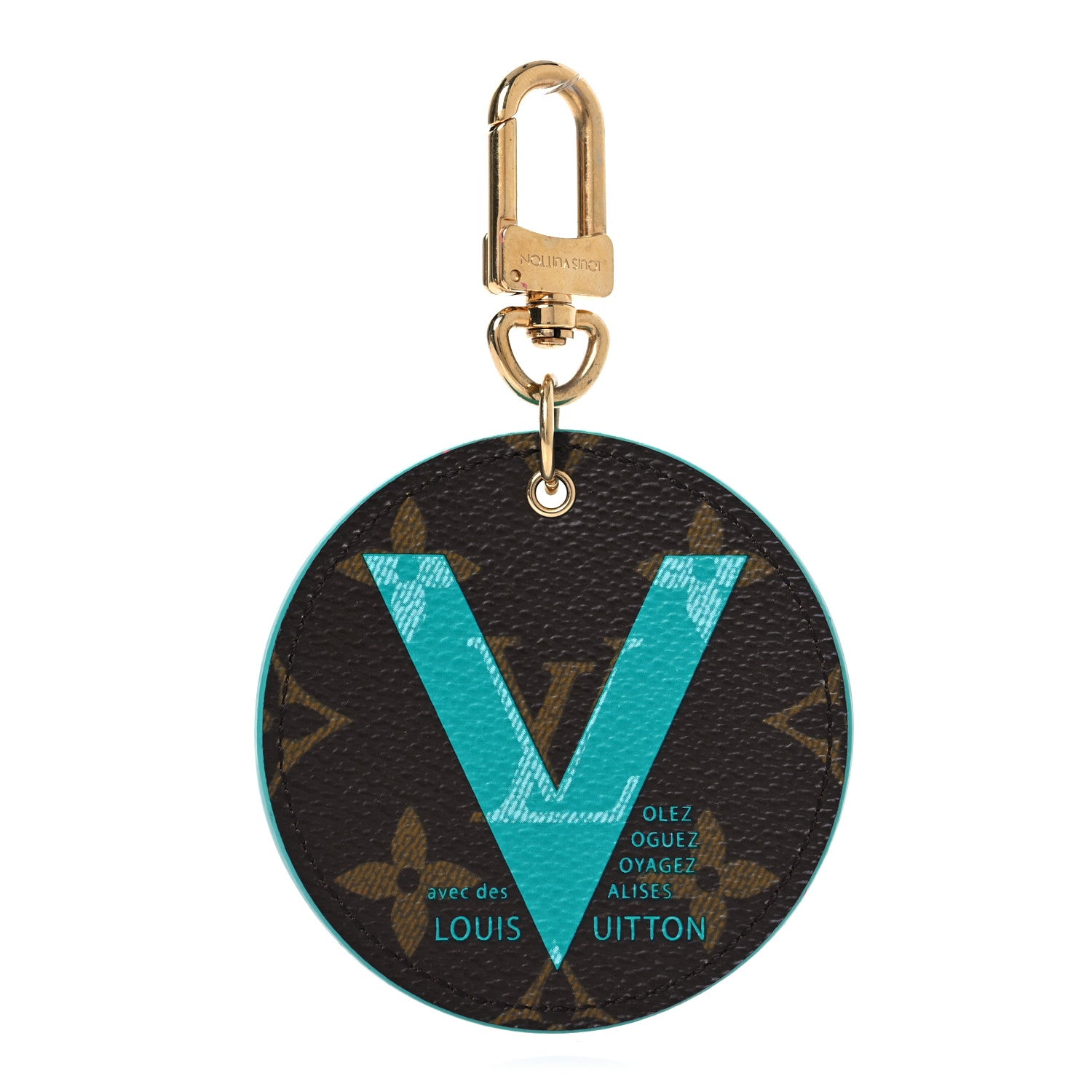 Louis Vuitton Monogram Illustre V Bag Charm Key Ring Turquoise 1 of 4