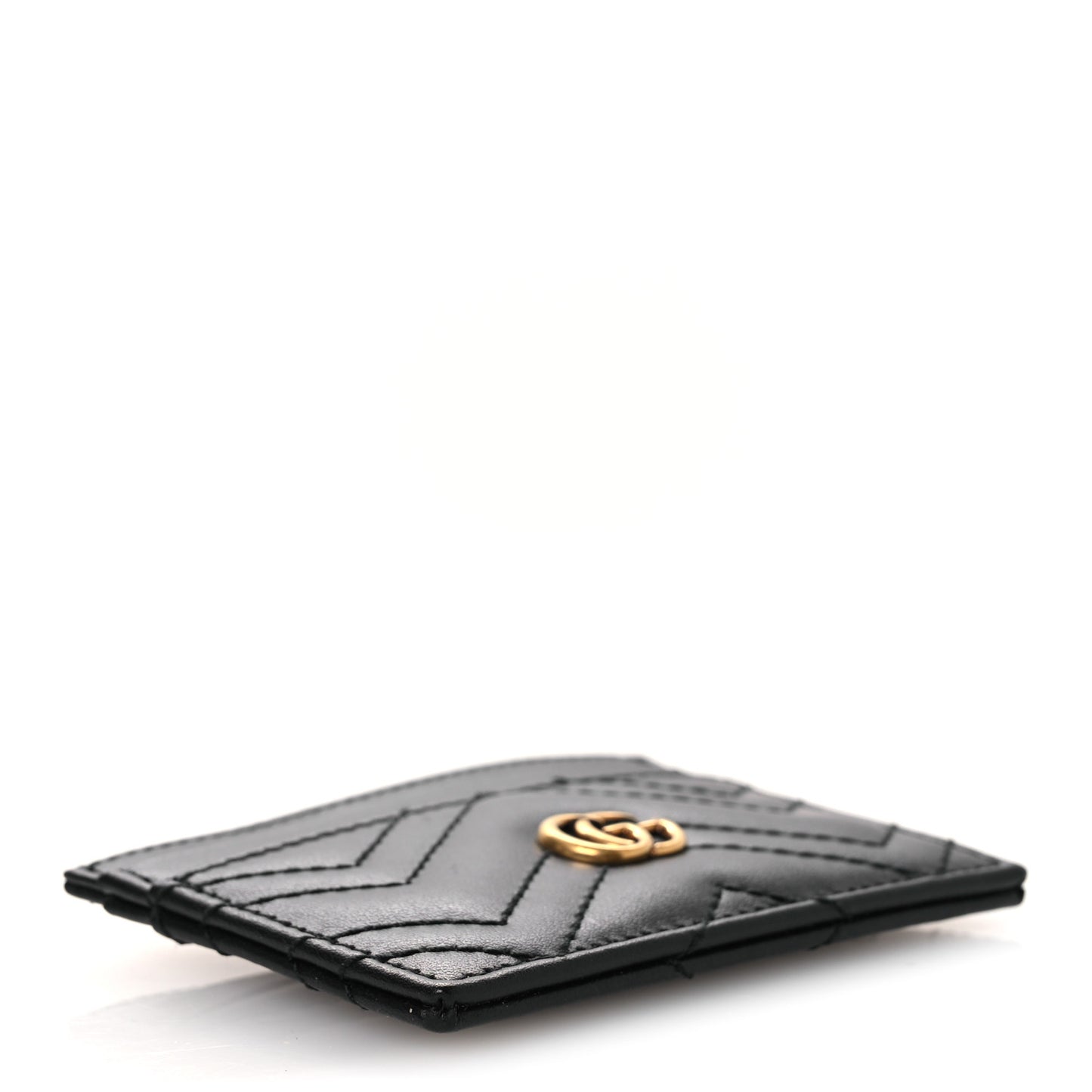 Calfskin Matelasse GG Marmont Card Holder Black