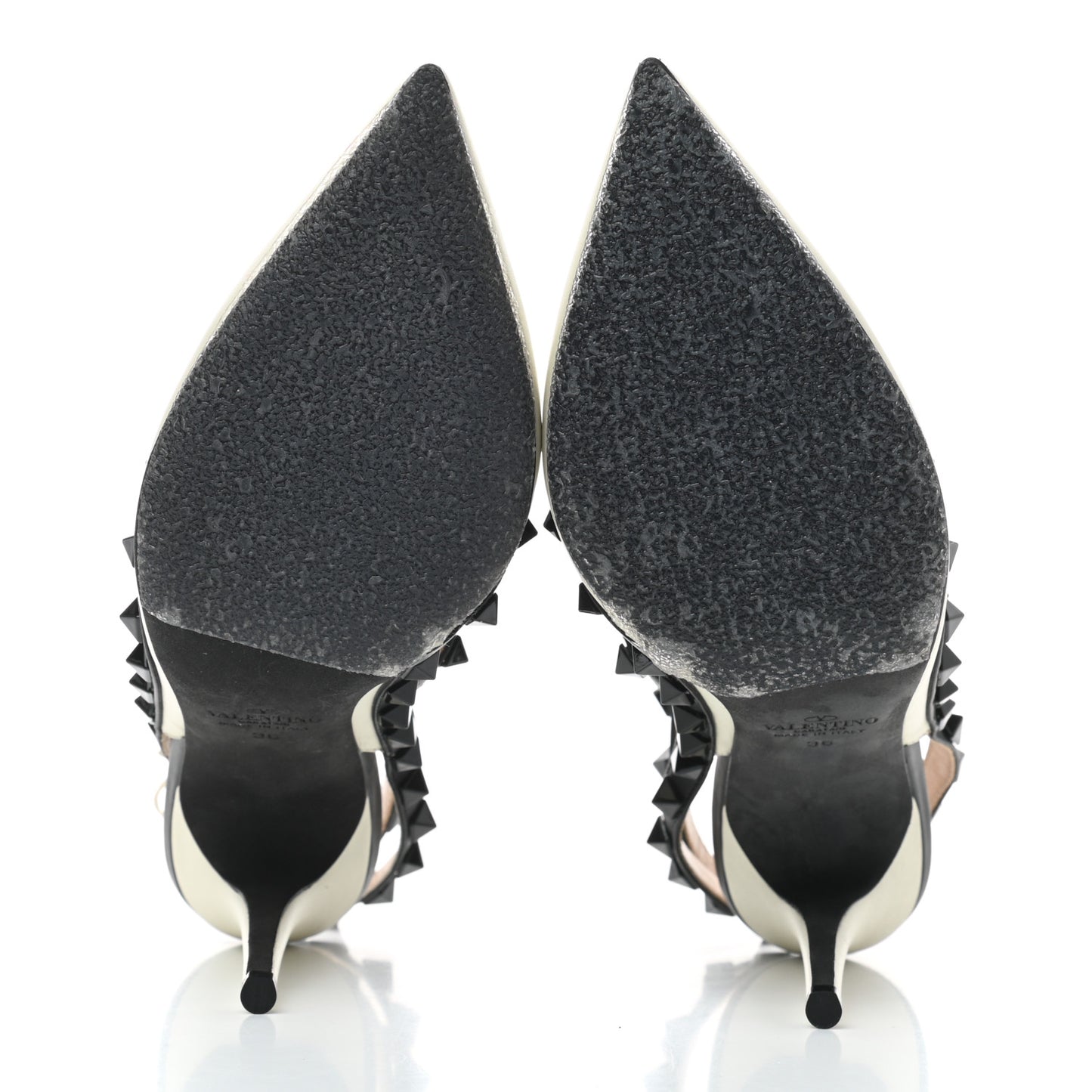 Nappa Rockstud Ankle Strap 100mm Pumps 36 Light Ivory Black