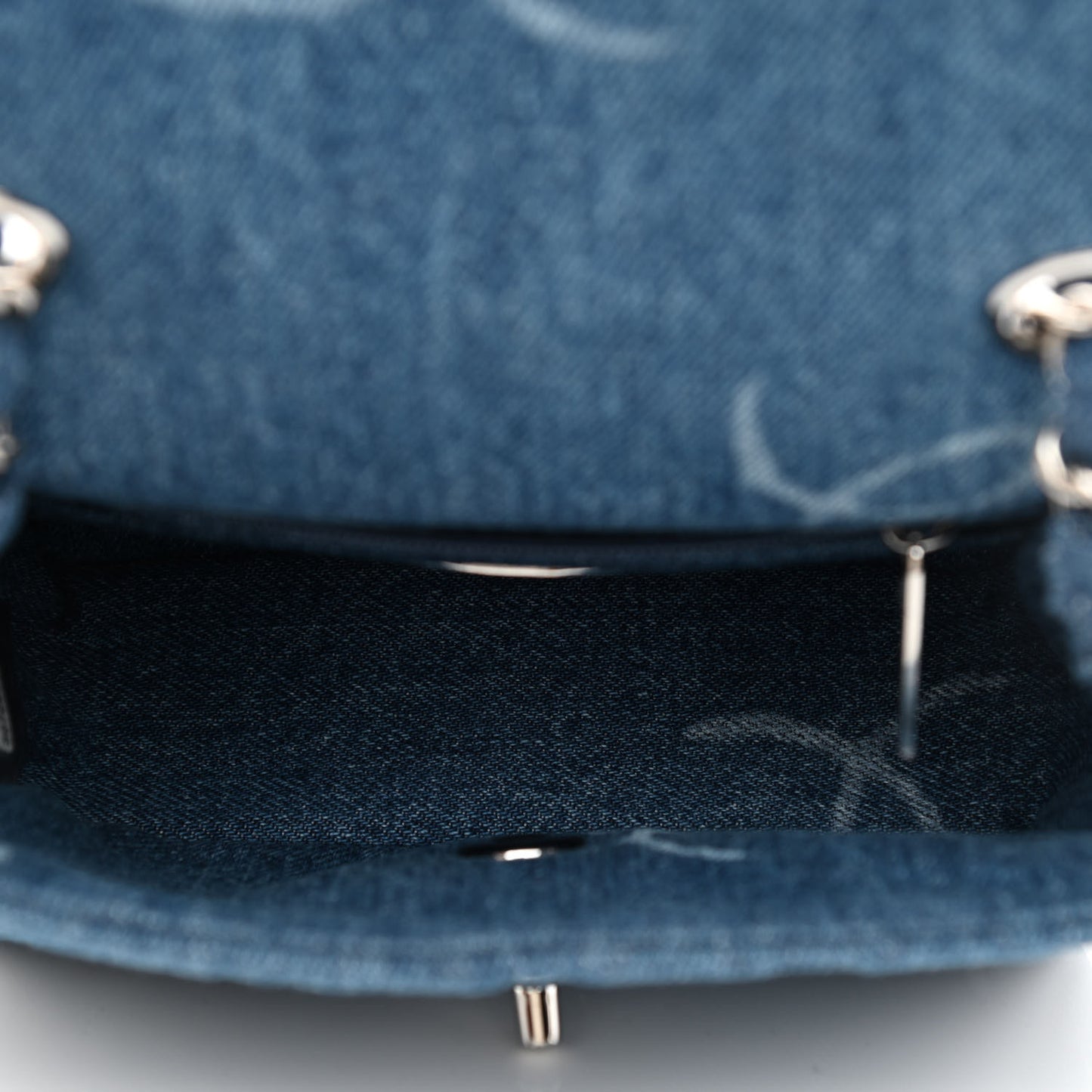 Denim CC Quilted Mini Square Flap Blue