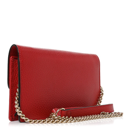 Gucci Dollar Calfskin Interlocking G Chain Wallet Red 3 of 10
