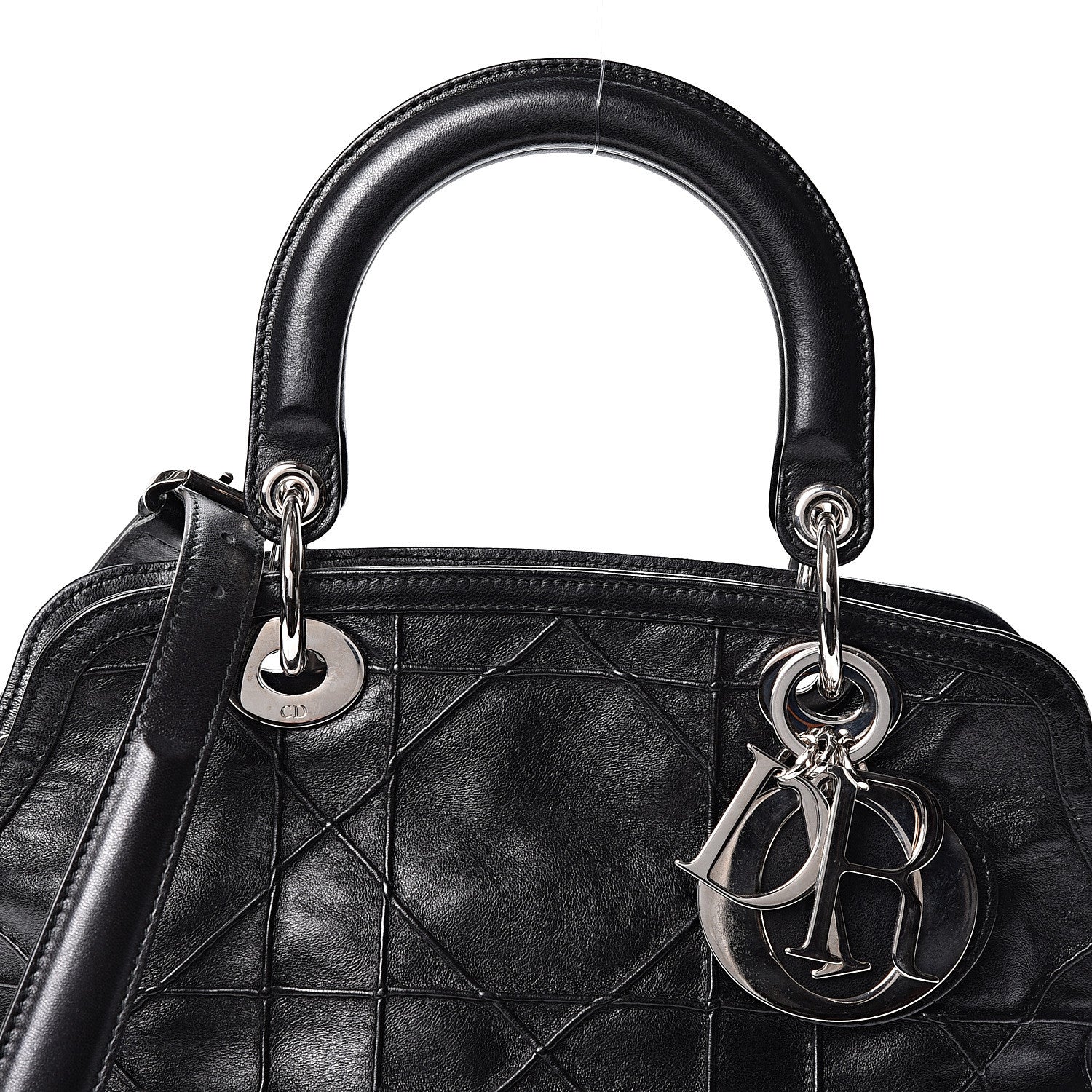 Christian Dior Lambskin Cannage Medium Granville Tote Black 7 of 9
