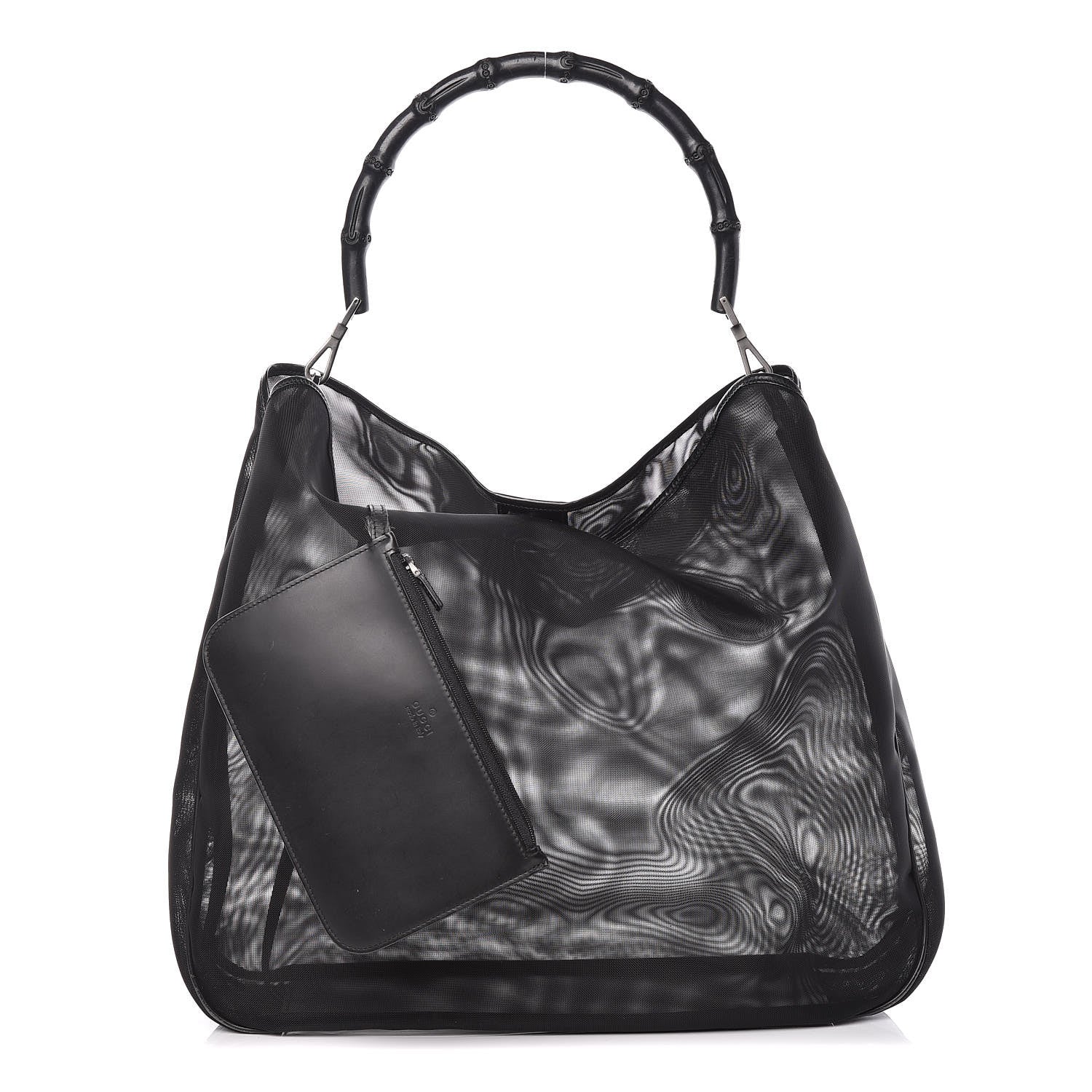 Gucci Mesh Bamboo Shoulder Bag Black 3 of 15