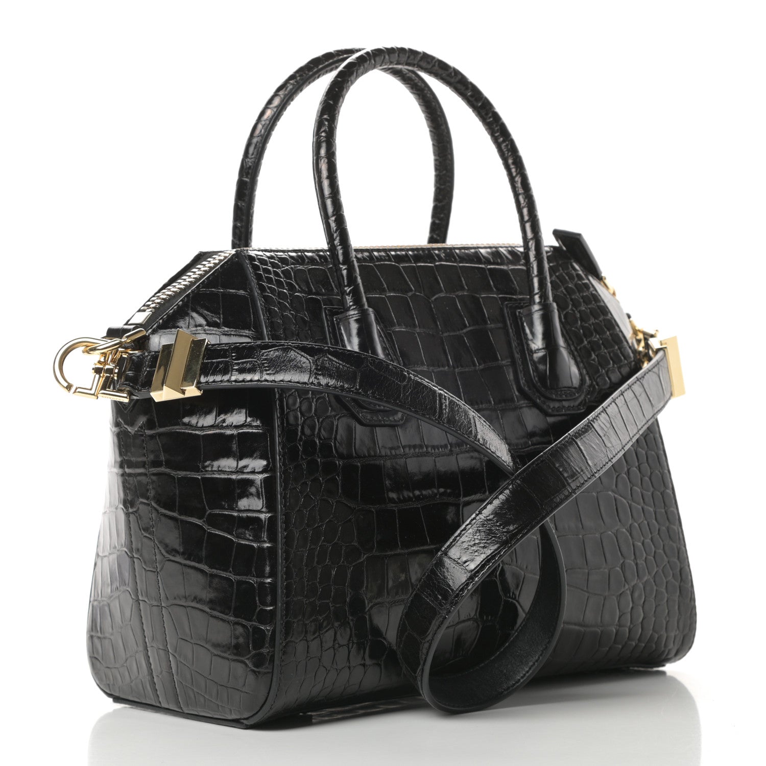 Givenchy Calfskin Crocodile Embossed Small Antigona Black 3 of 10
