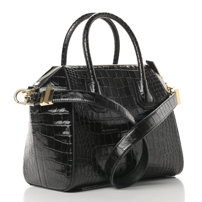 Givenchy Calfskin Crocodile Embossed Small Antigona Black 3 of 10