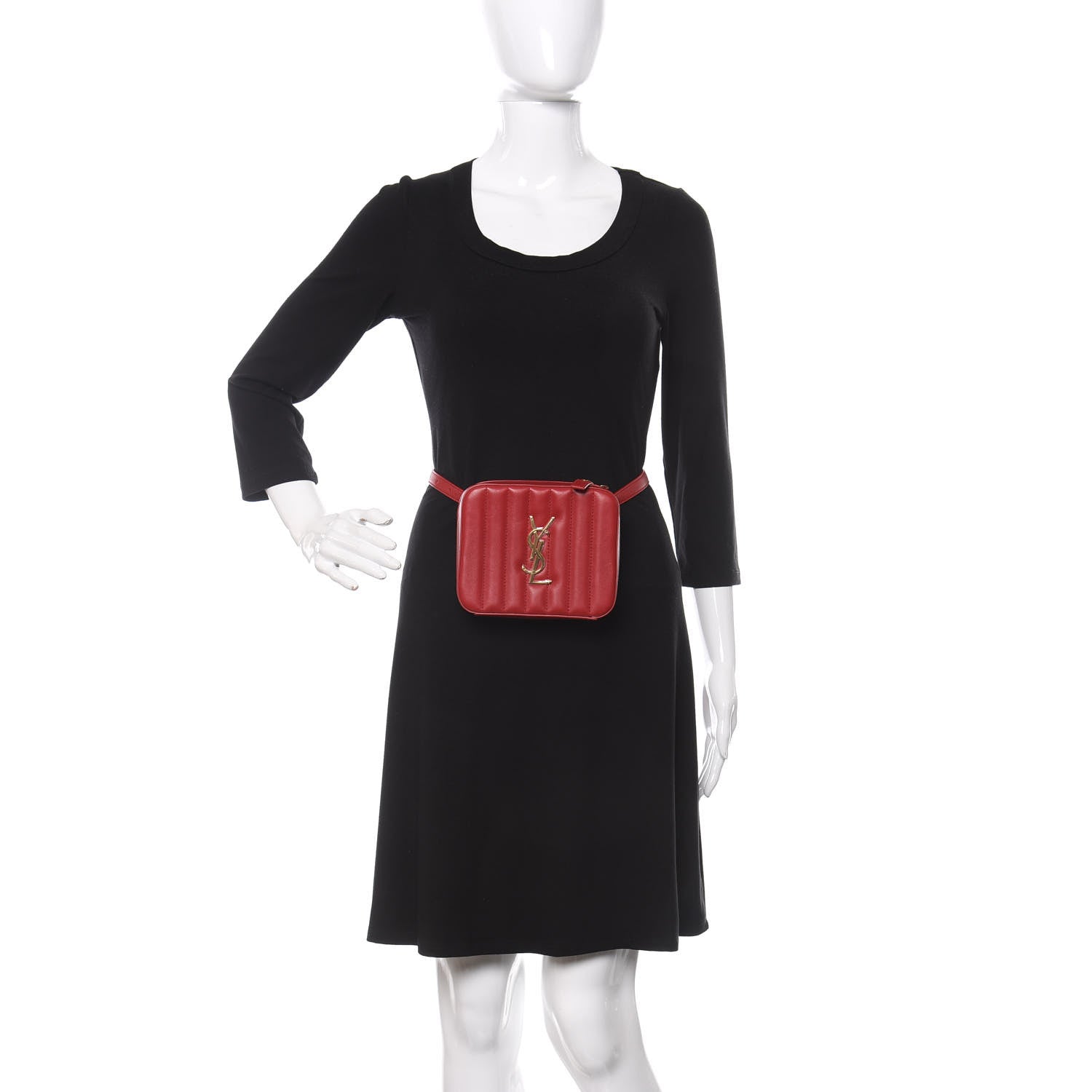 Saint Laurent Lambskin Matelasse Vicky Monogram Belt Bag Eros Red 2 of 9