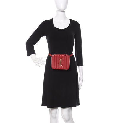 Saint Laurent Lambskin Matelasse Vicky Monogram Belt Bag Eros Red 2 of 9