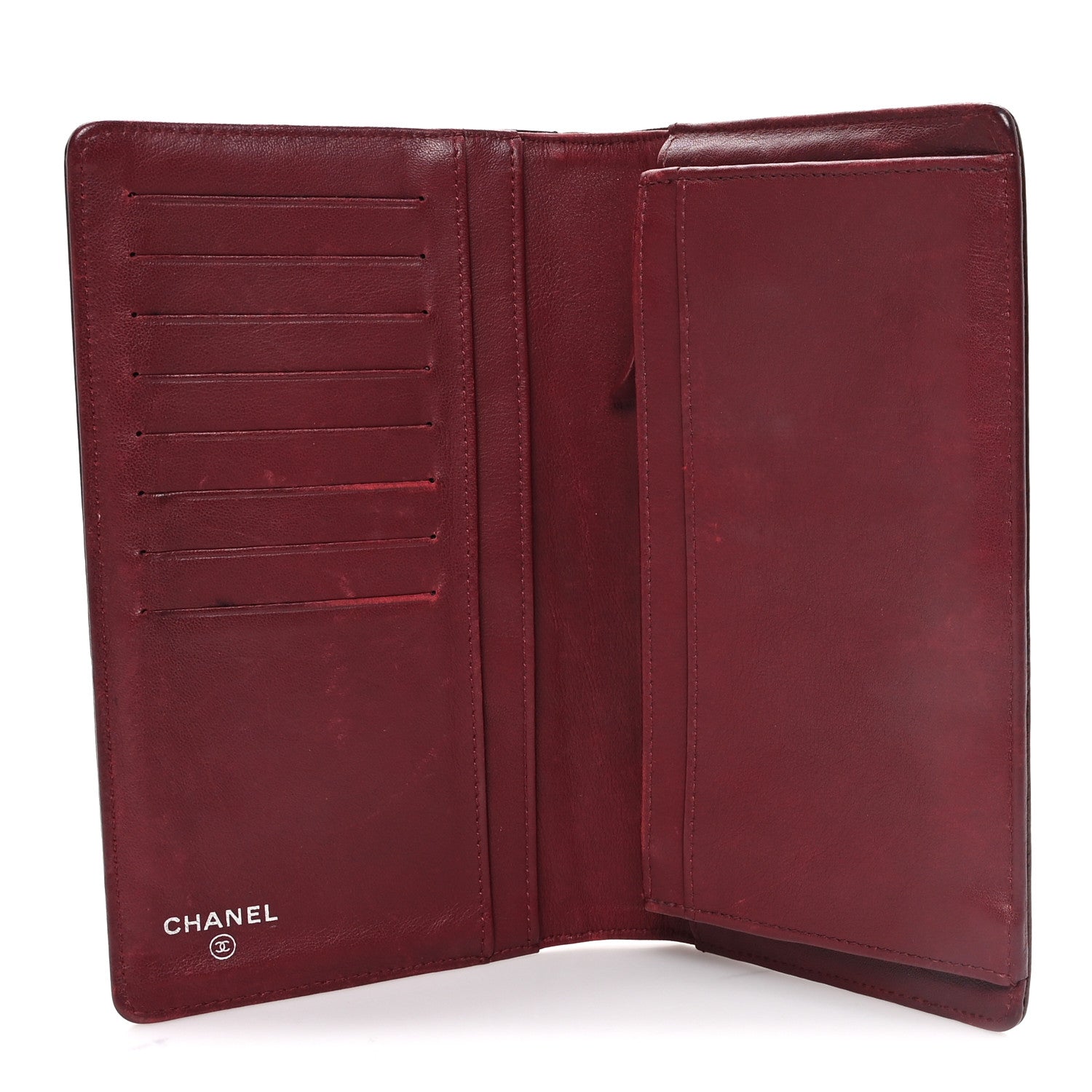 Chanel Grained Patent CC Yen Wallet Burgundy 5 of 8