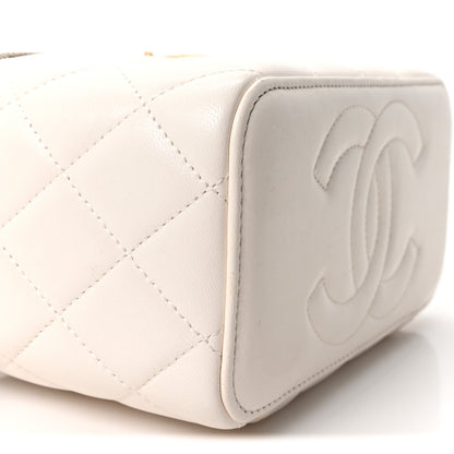Chanel Lambskin Quilted Pearl Crush Small Vanity Case With Chain  White 9 of 10