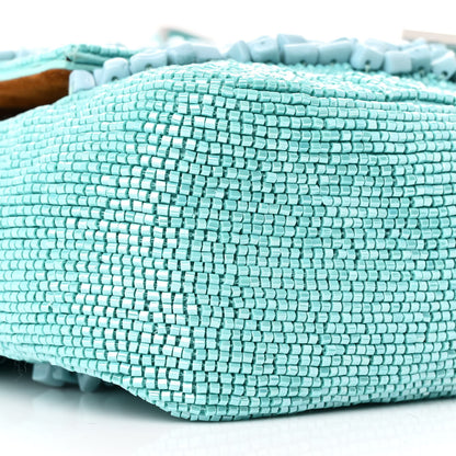 Fendi Rolling Stone Vitello Seta Bead Embroidered Re-Edition Baguette Spring Turquoise 9 of 10
