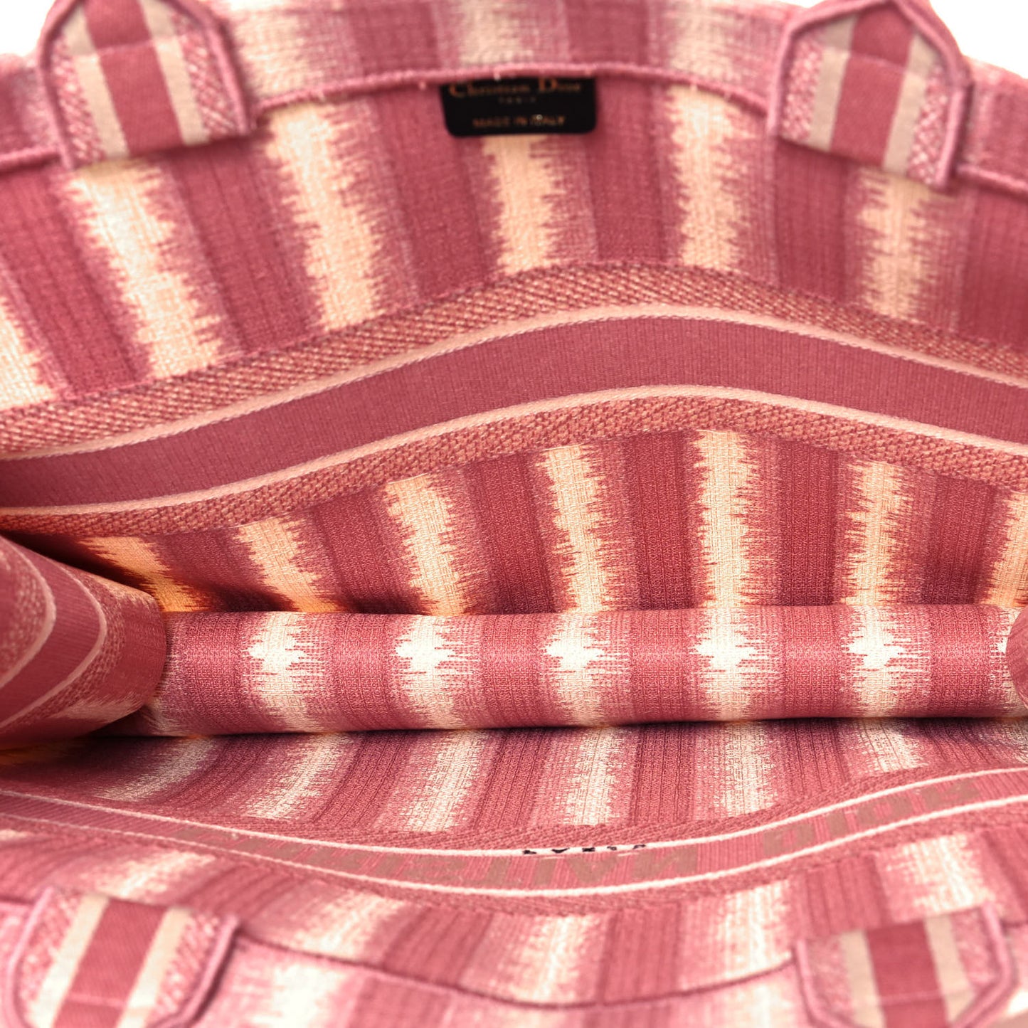 Canvas Embroidered Large Striped Book Tote Pink