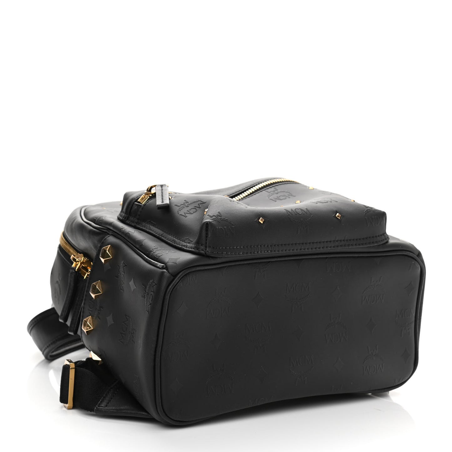 Coated Canvas Medium Studded Backpack Black