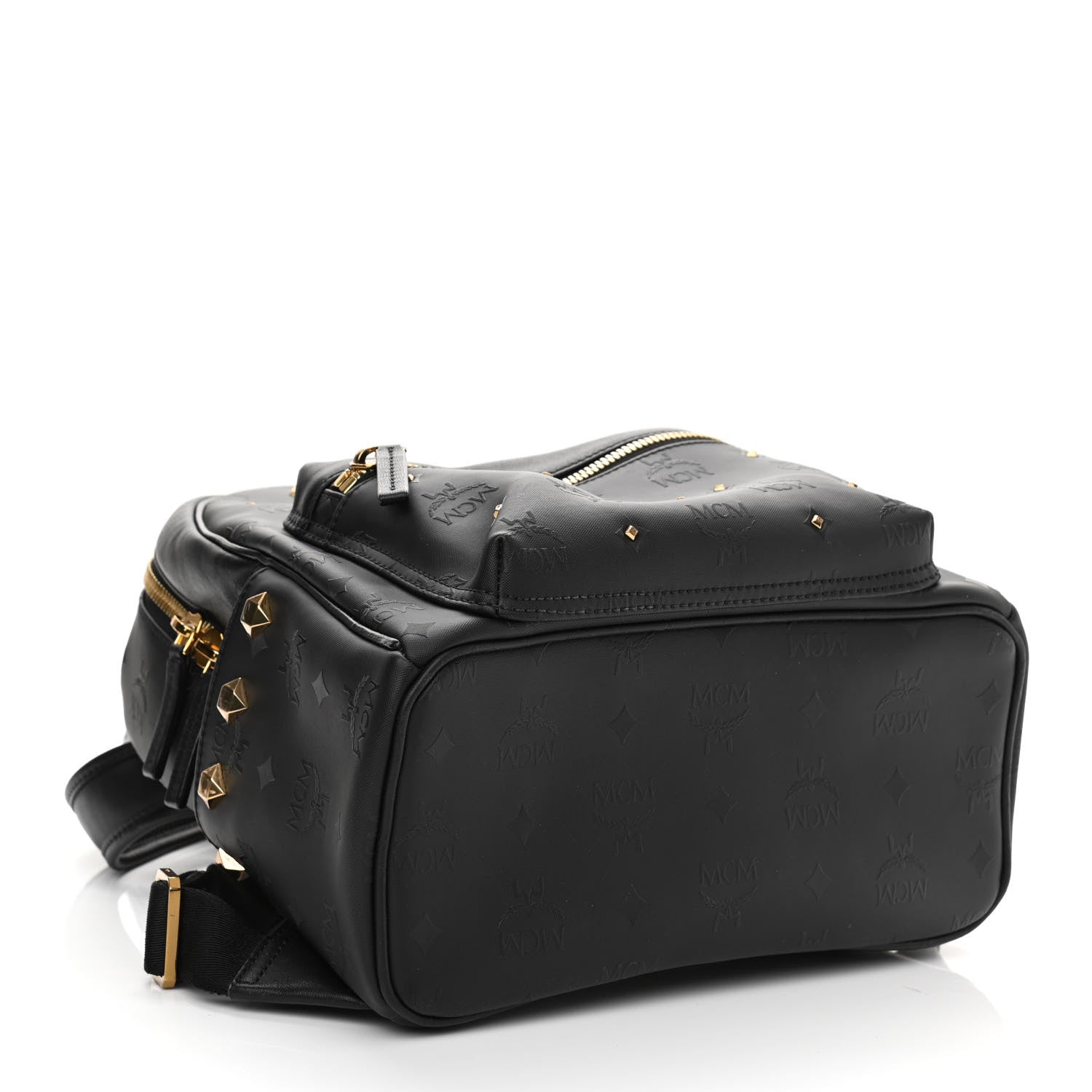 MCM Coated Canvas Medium Studded Backpack Black 4 of 12