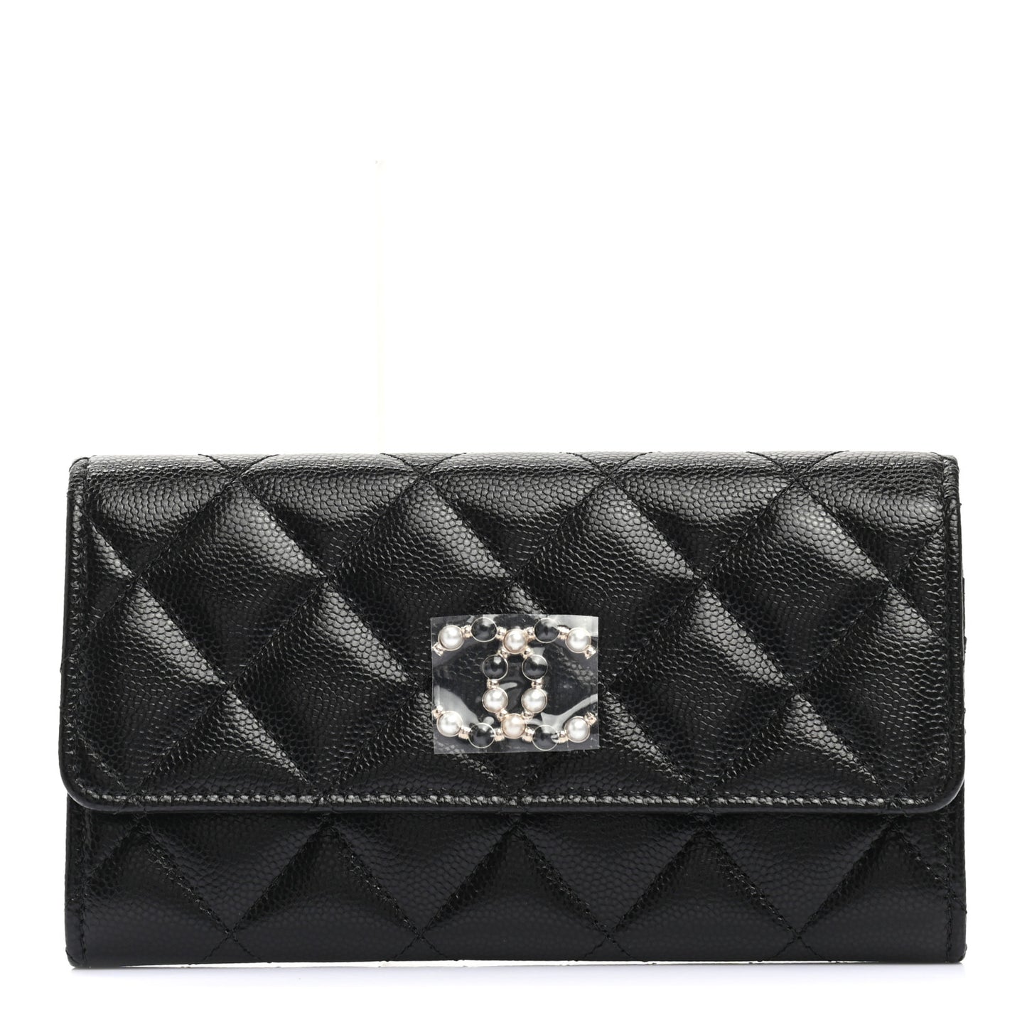 Caviar Quilted Pearl Coco Candy Wallet Black