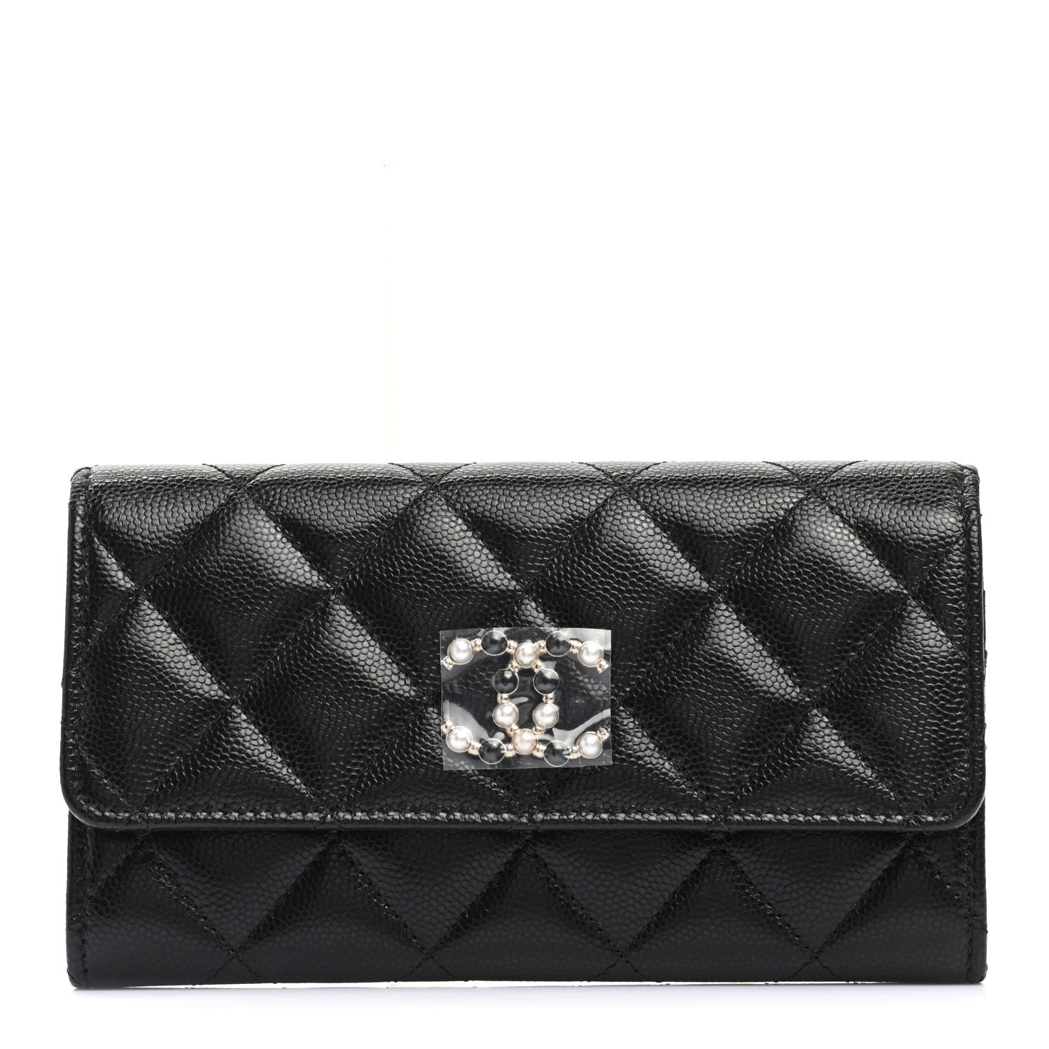 Chanel Caviar Quilted Pearl Coco Candy Wallet Black 1 of 8